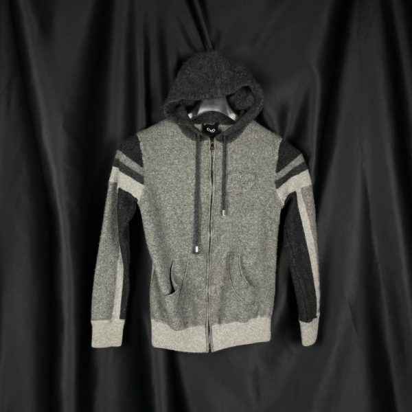 Dolce & Gabbana Wool-Blend Zip-Up Hoodie In Shades of Grey