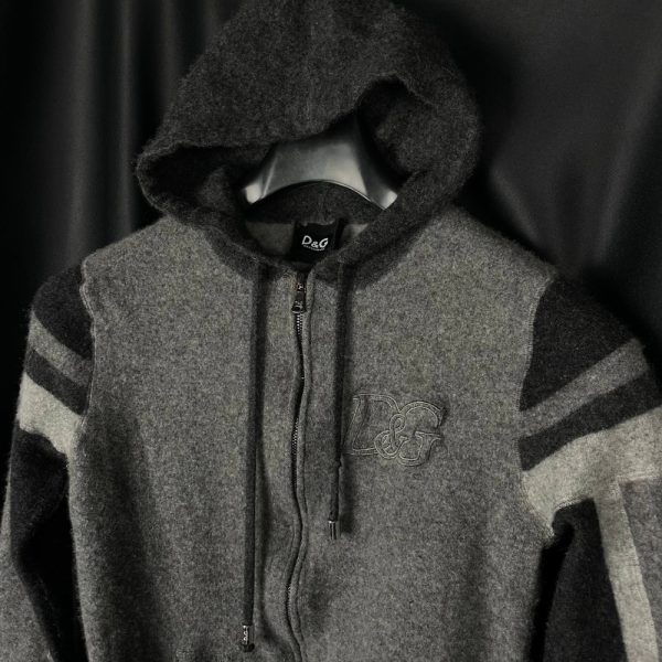 Dolce & Gabbana Wool-Blend Zip-Up Hoodie In Shades of Grey